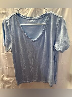 Women’s Members Mark Small Short Sleeve V Neck Top Shirt Light Blue